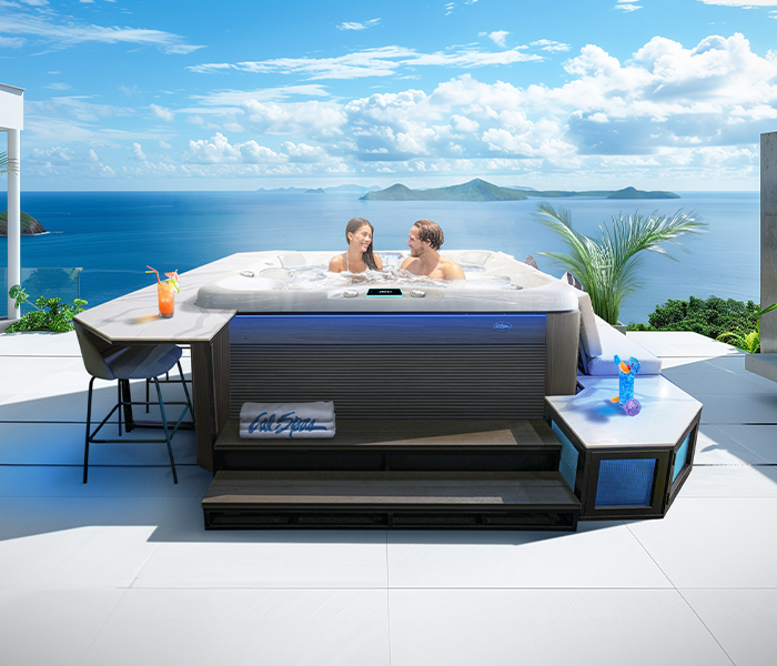Calspas hot tub being used in a family setting - Doral